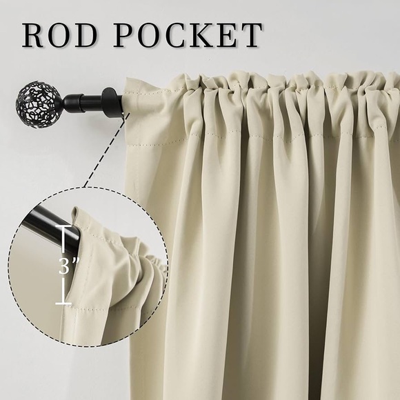 DUALIFE Extra Long Blackout Curtains..cream beige..52x132..2panels(NWT) - Picture 4 of 6